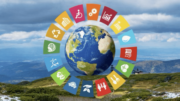 Bola del mundo con los "Sustainable Development Goals"